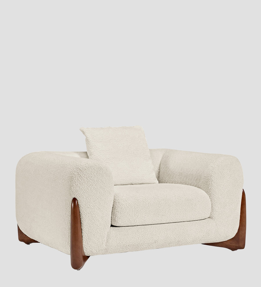 Boko Boucle 1 Seater Sofa In Shell White Colour - Febonic Living