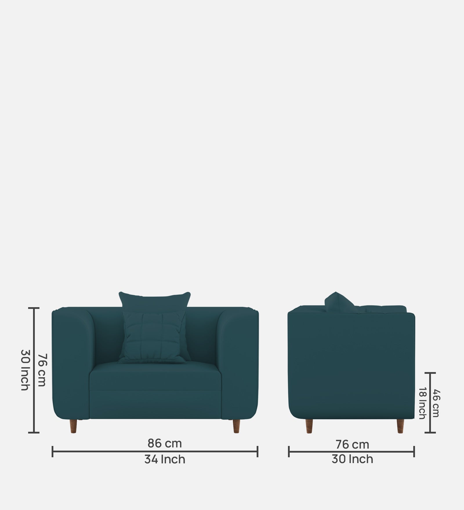 Sumo Velvet 1 Seater Sofa in Arabian Green Colour