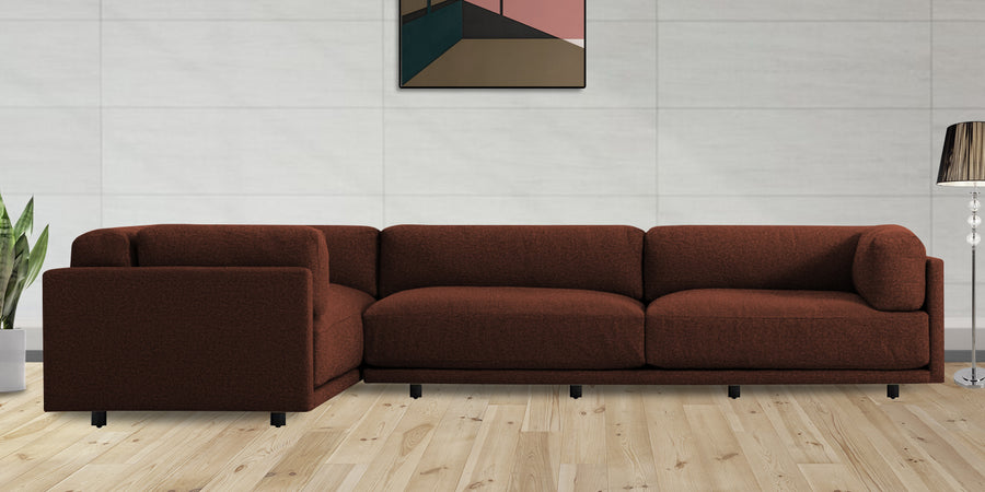 Nixon Fabric 6 Seater Rhs Corner Sofa In Coffee Brown Colour - Febonic Living