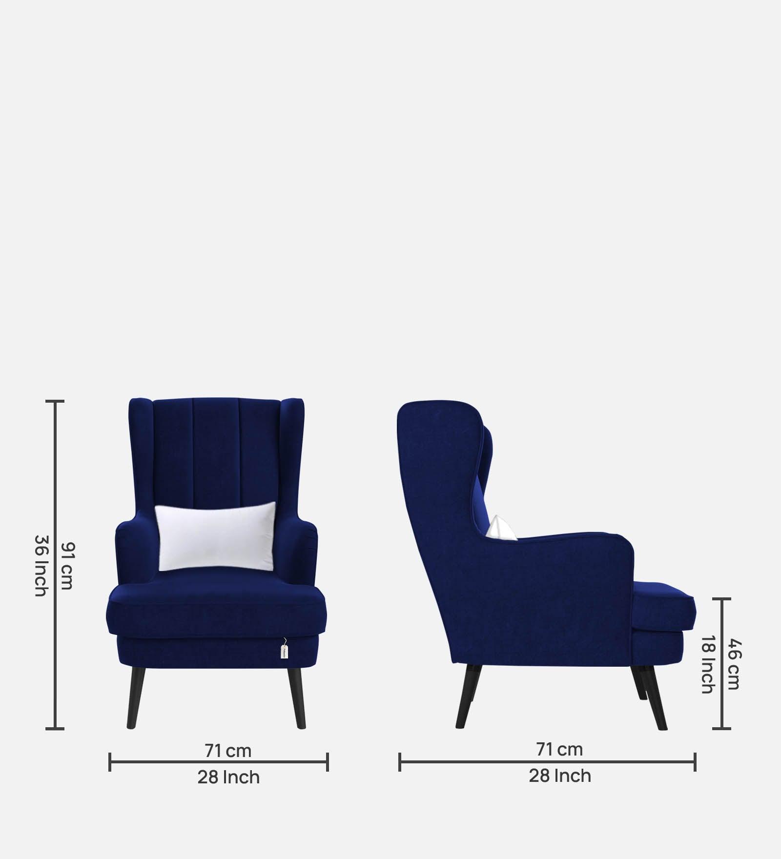 Niya Velvet Wing Chair in Imperial Blue Colour