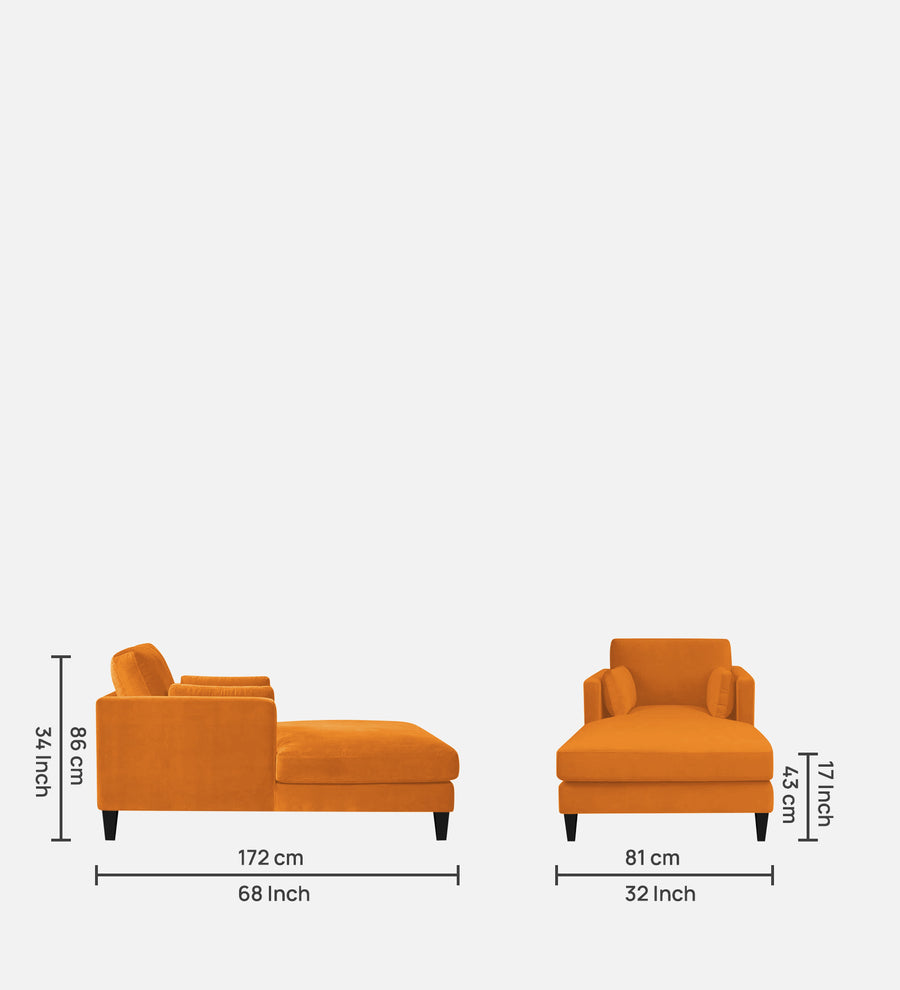Makou Velvet Chaise Lounger In Tangerine Orange Colour - Febonic Living