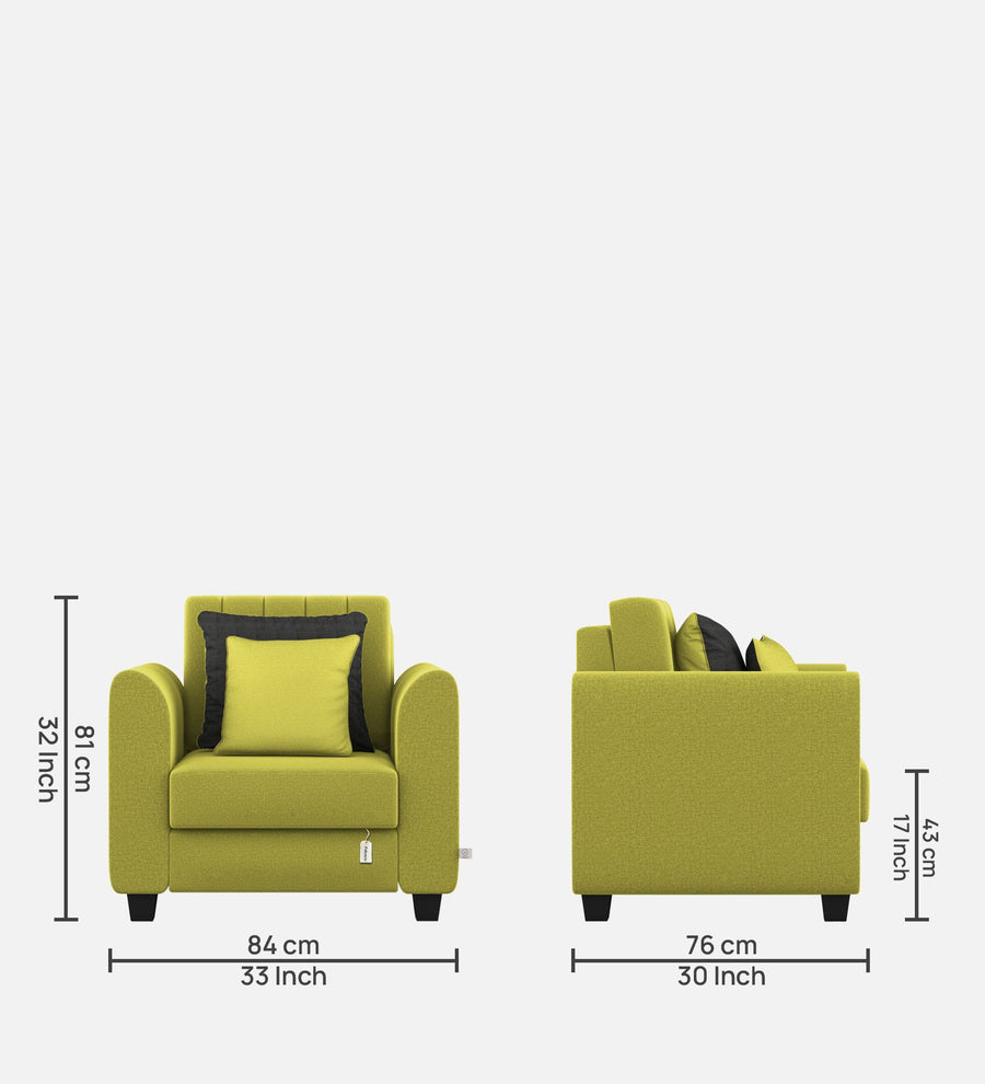 Cosmic Fabric 1 Seater Sofa In Parrot Green Colour - Febonic Living