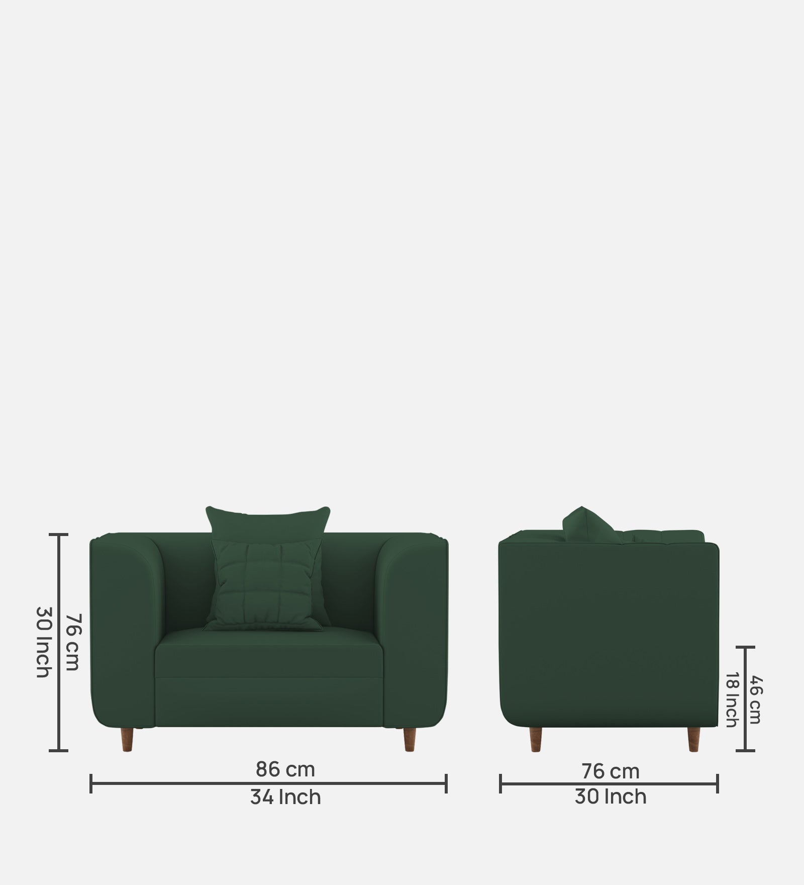 Sumo Velvet 1 Seater Sofa in Amazon Green Colour