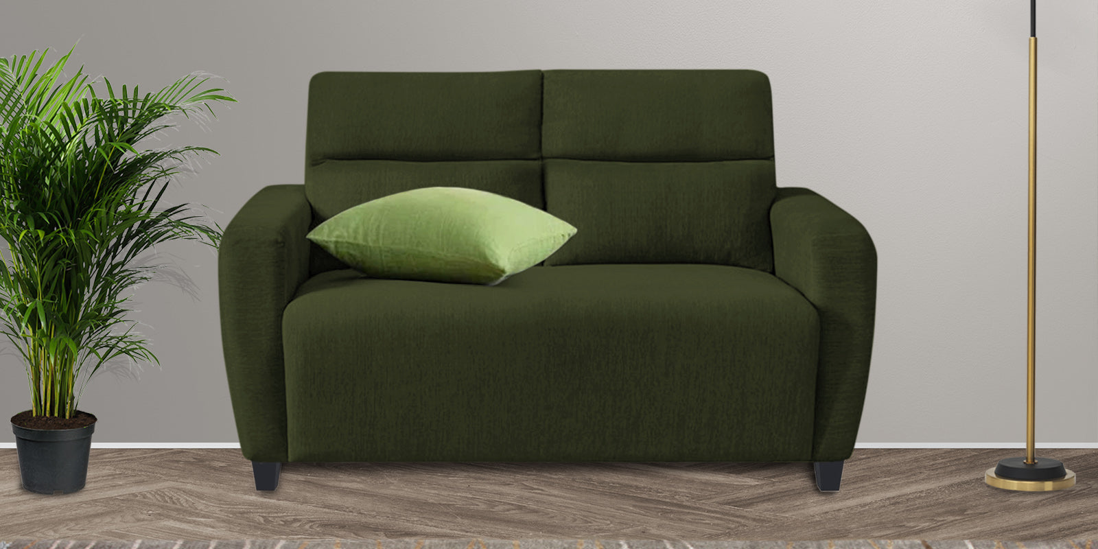 Bakadi Fabric 2 Seater Sofa in Olive Green Colour