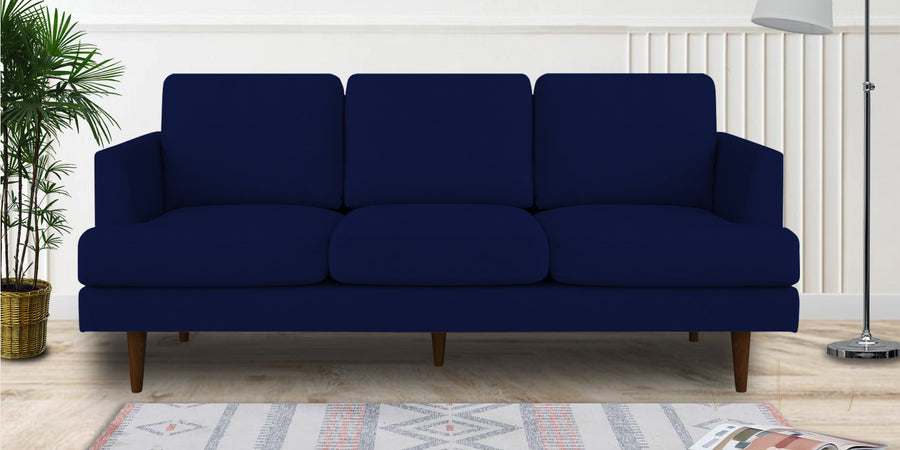 Motra Velvet 3 Seater Sofa In Indigo Blue Colour - Febonic Living
