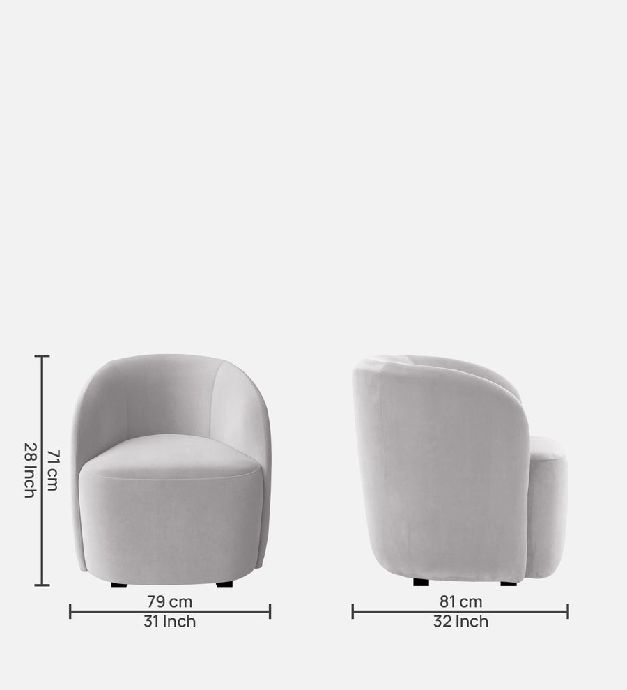 Lucky Velvet Lounge Chair In Concrete Grey Colour - Febonic Living