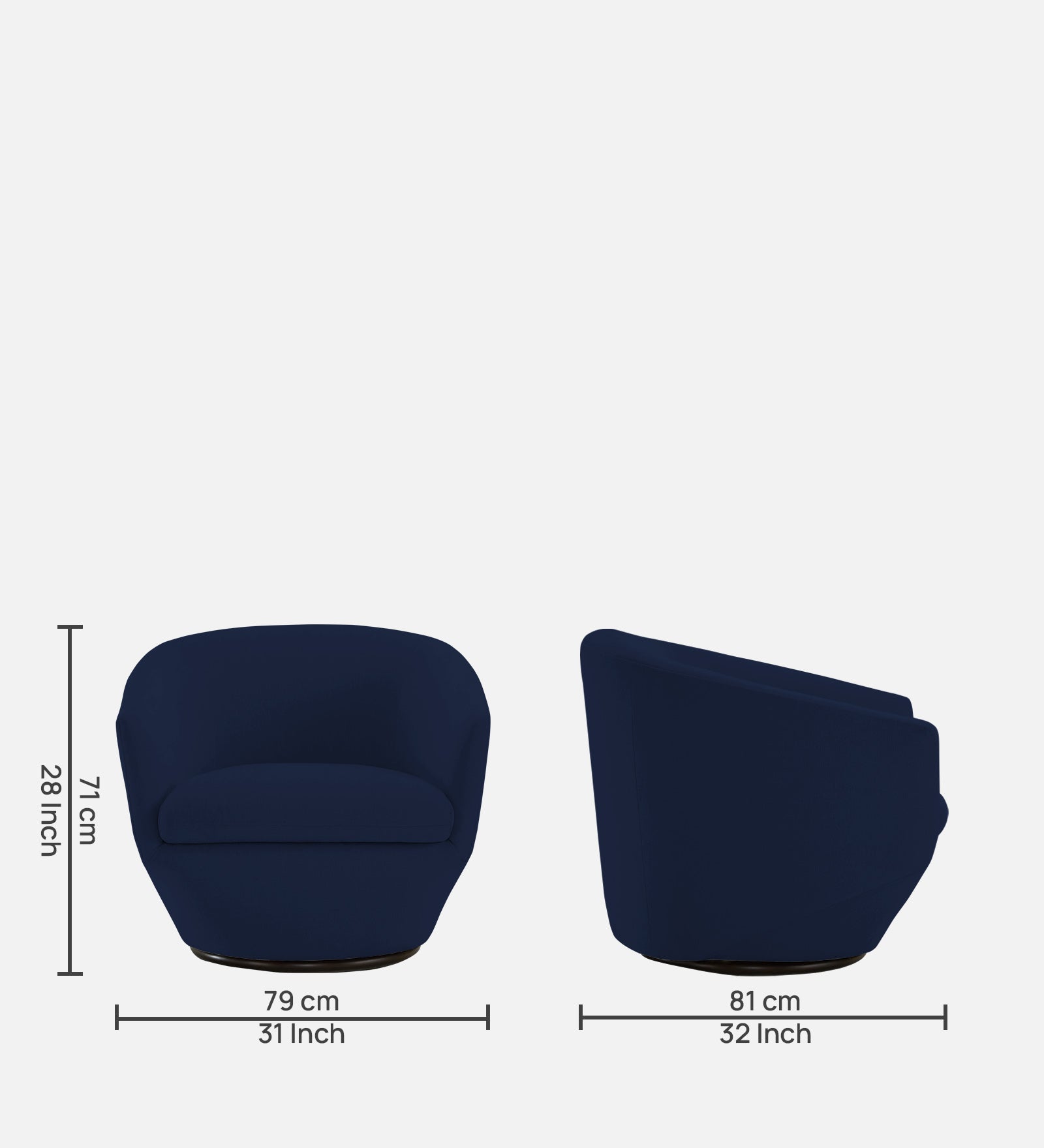 Haddie Velvet Swivel Chair in Indigo Blue Colour