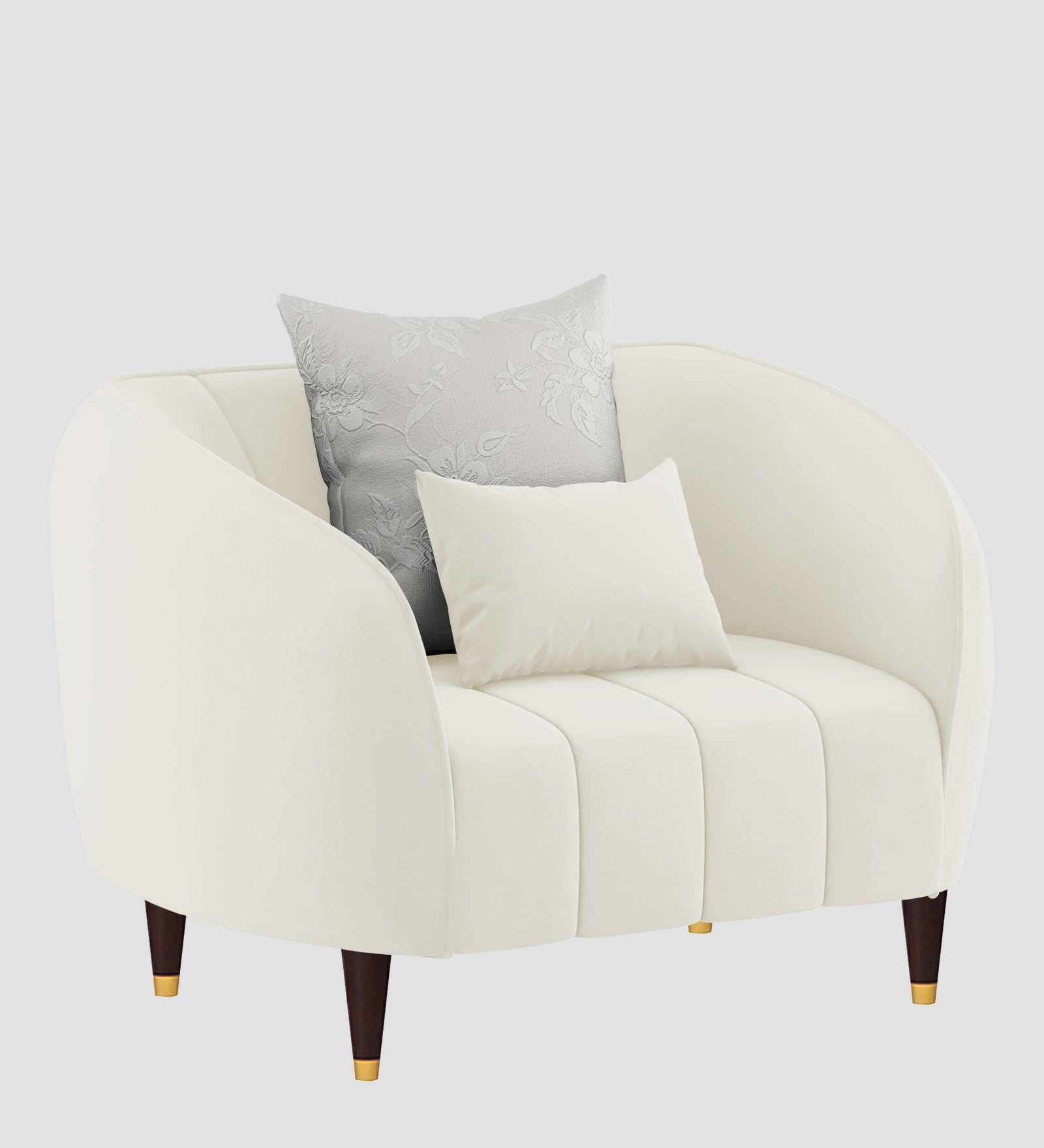 Hairo Velvet 1 Seater Sofa In  Warm White Colour - Febonic Living
