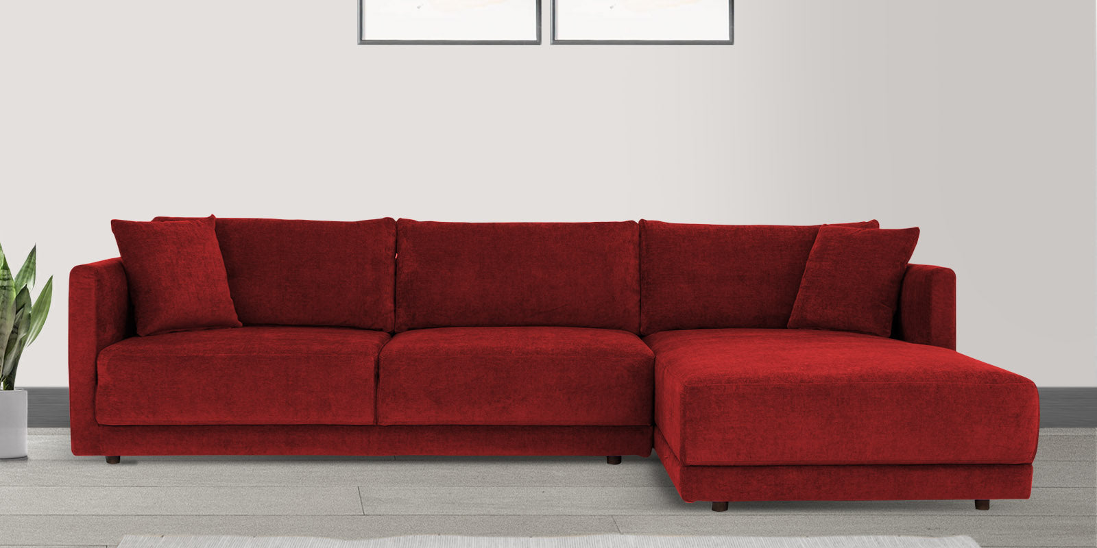 Northern Fabric LHS Sectional Sofa (3+Lounger) in Blood Maroon Colour