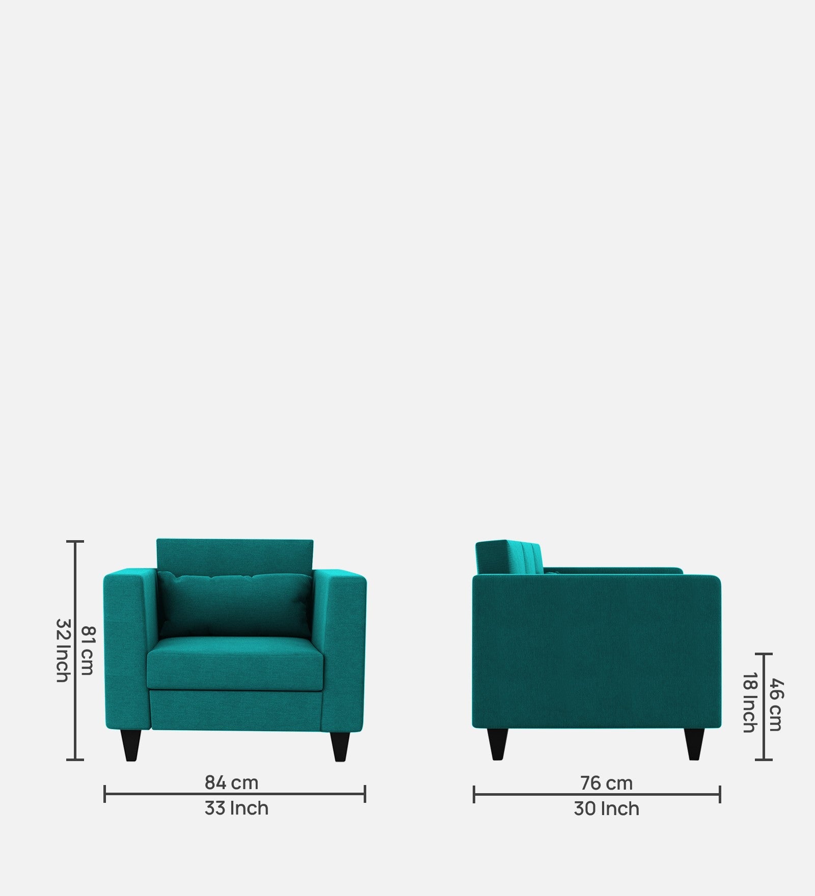 Nipul Fabric 1 Seater Sofa in Sea Green Colour