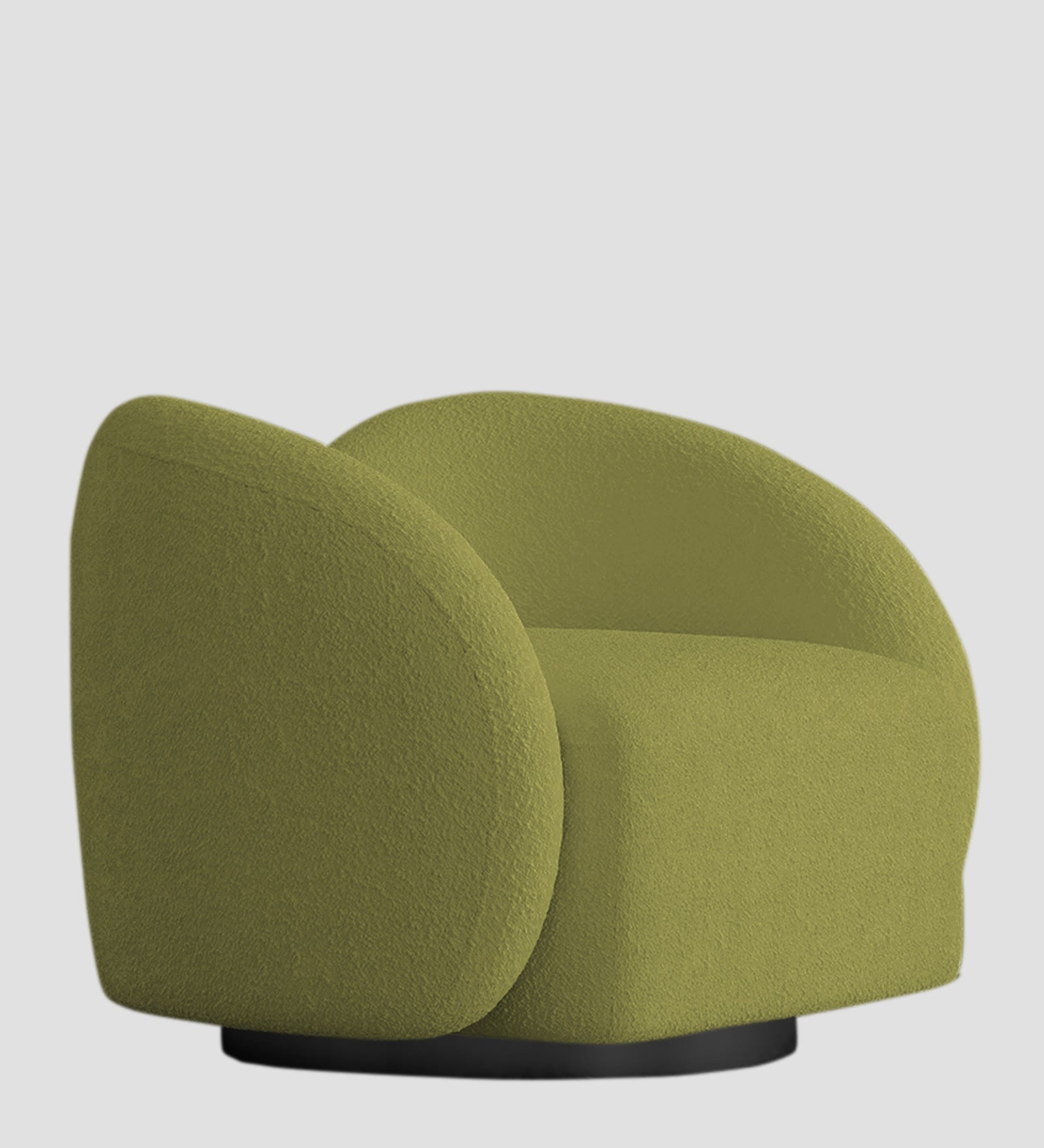 Miles Boucle Fabric Swivel Chair in Apple Green Colour
