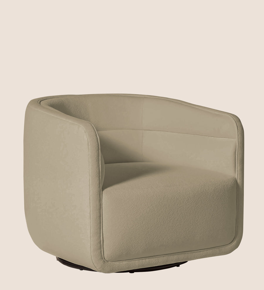 Ria Fabric Swivel Chair In Honey Beige Colour - Febonic Living