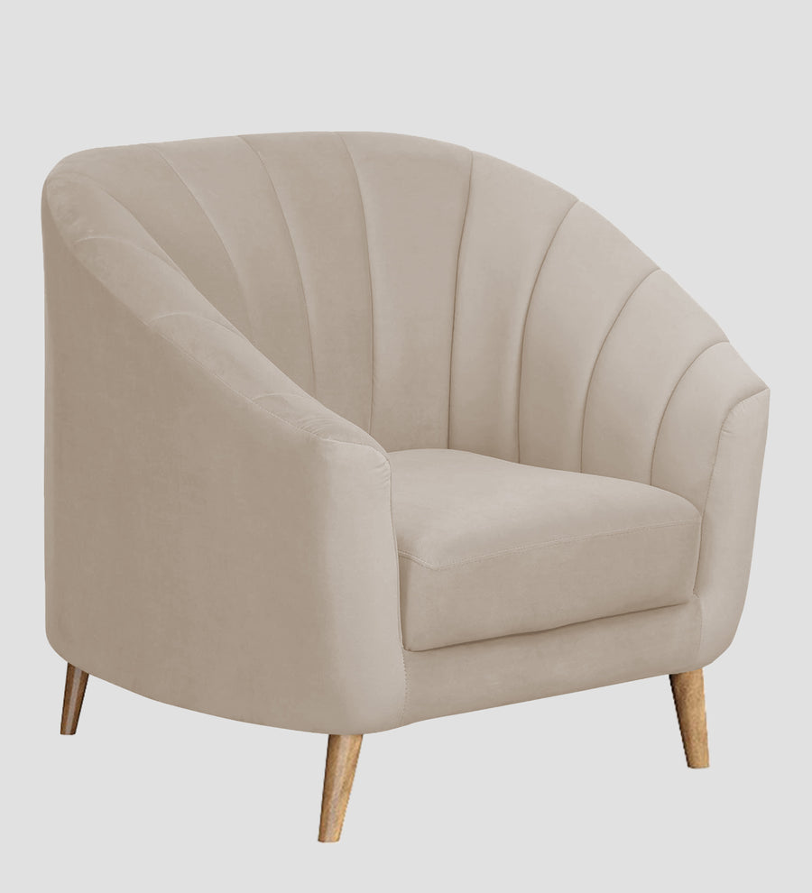 Kaylee Velvet 1 Seater Sofa In Cream Beige Colour - Febonic Living