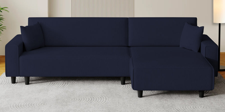 Peach Fabric Lhs 6 Seater Sofa Cum Bed With Storage In Royal Blue Colour - Febonic Living