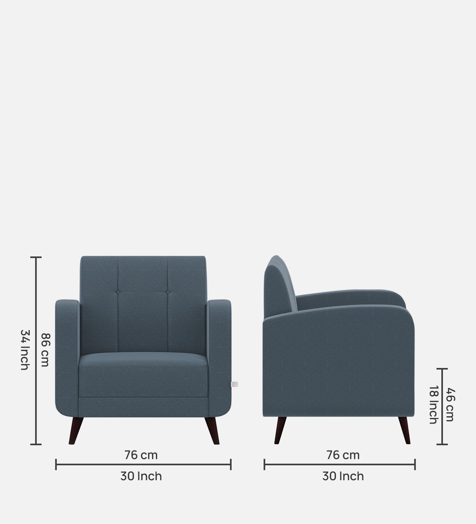 Wiki Velvet 1 Seater Sofa in Oxford Blue Colour