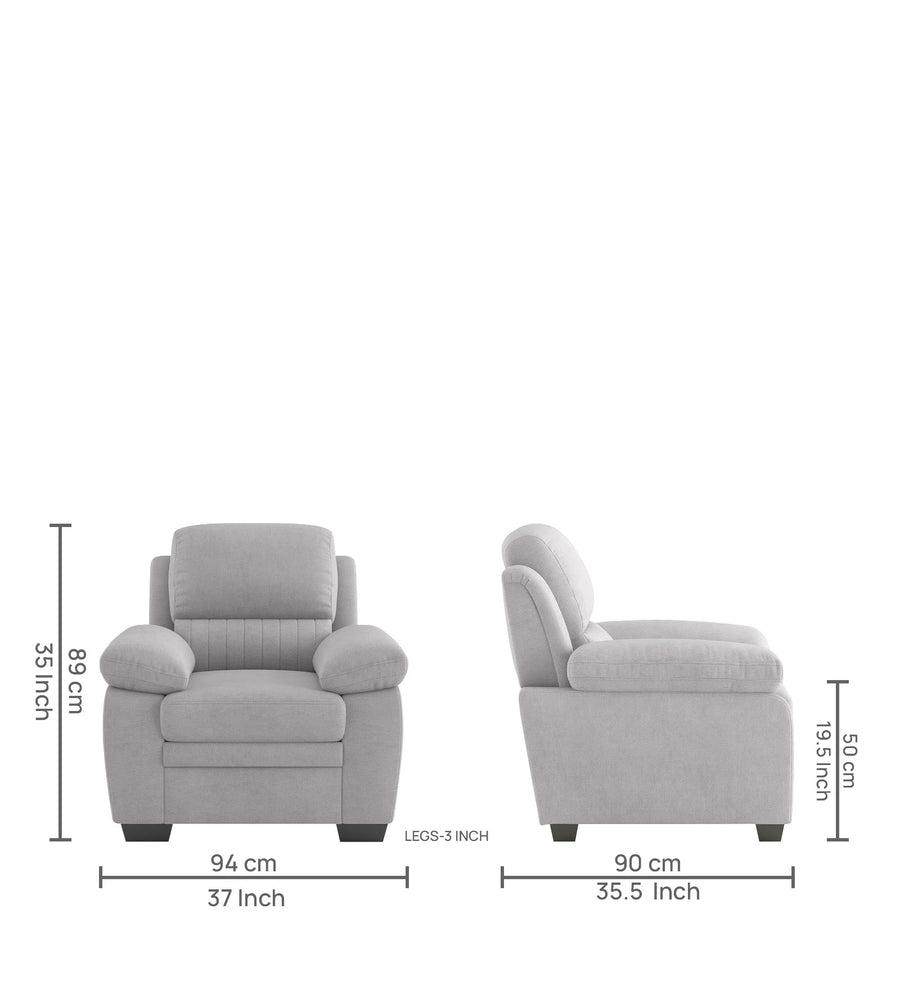 Cantaberry Velvet 1 Seater Sofa In Concrete Grey Colour - Febonic Living