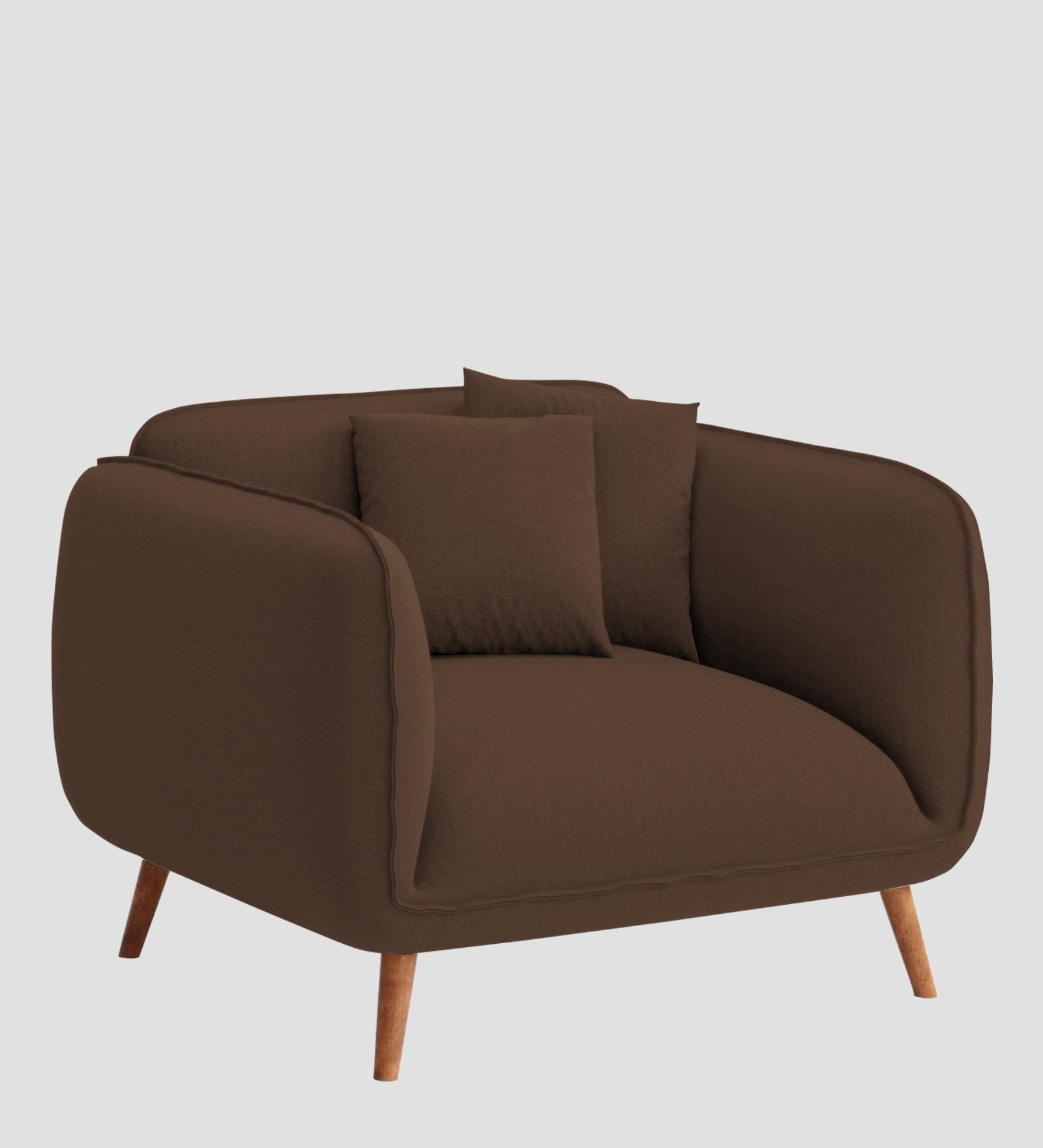 Zia Fabric 1 Seater Sofa In Ash Brown Colour