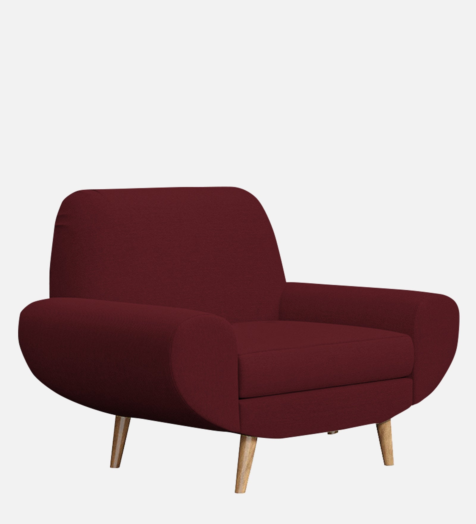 Jessy Fabric 1 Seater Sofa in Blood Maroon Colour