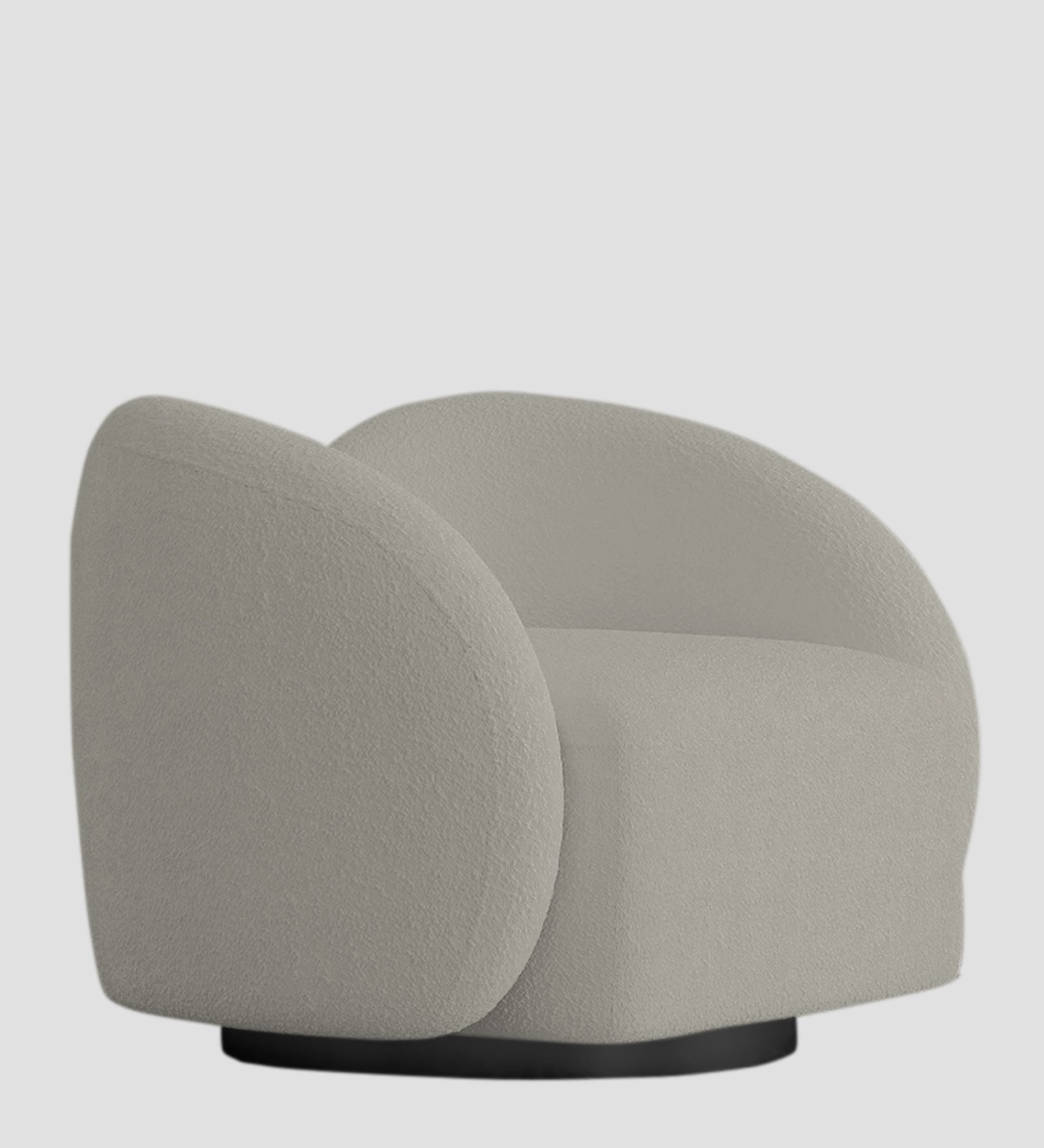 Miles Boucle Fabric Swivel Chair in Fog Grey Colour
