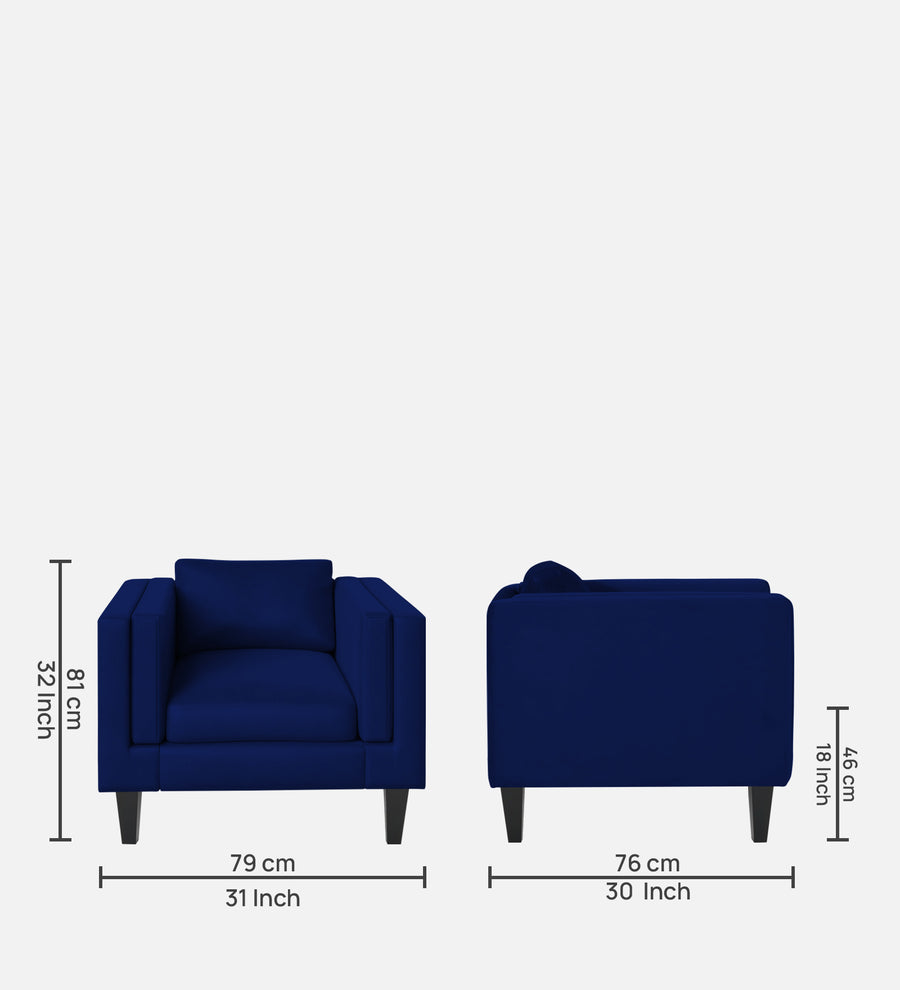 Jasper Velvet 1 Seater Sofa In Imperial Blue Colour - Febonic Living