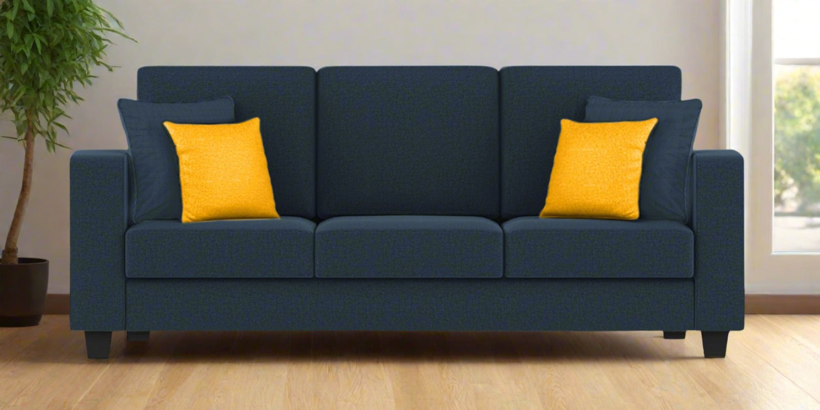 Nabi Fabric 3 Seater Sofa In Denim Blue Colour