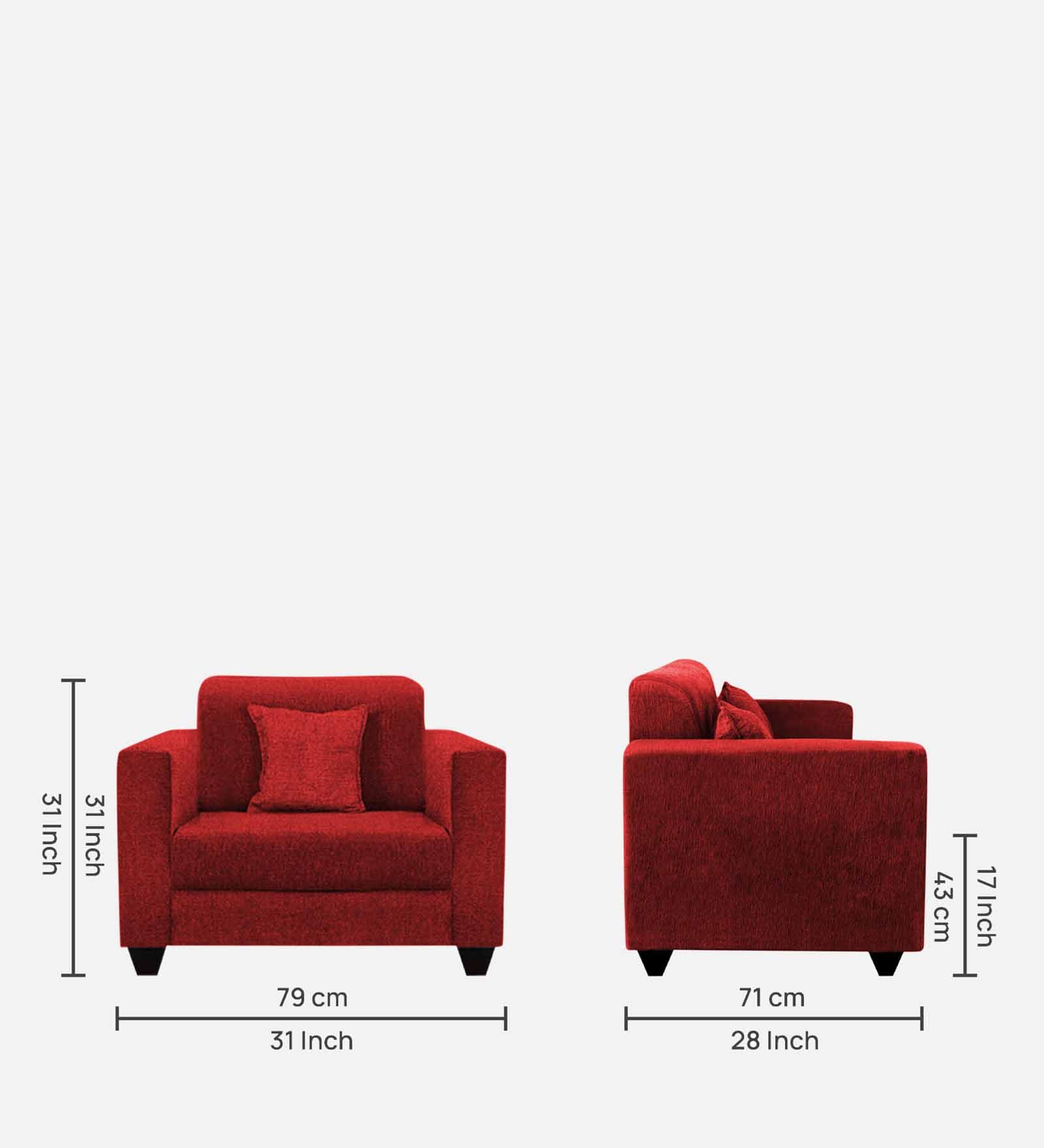Nebula Fabric 1 Seater Sofa in Blood Maroon Colour