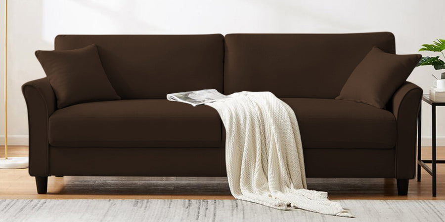 Daroo Velvet 3 Seater Sofa In Chocolate Brown Colour - Febonic Living