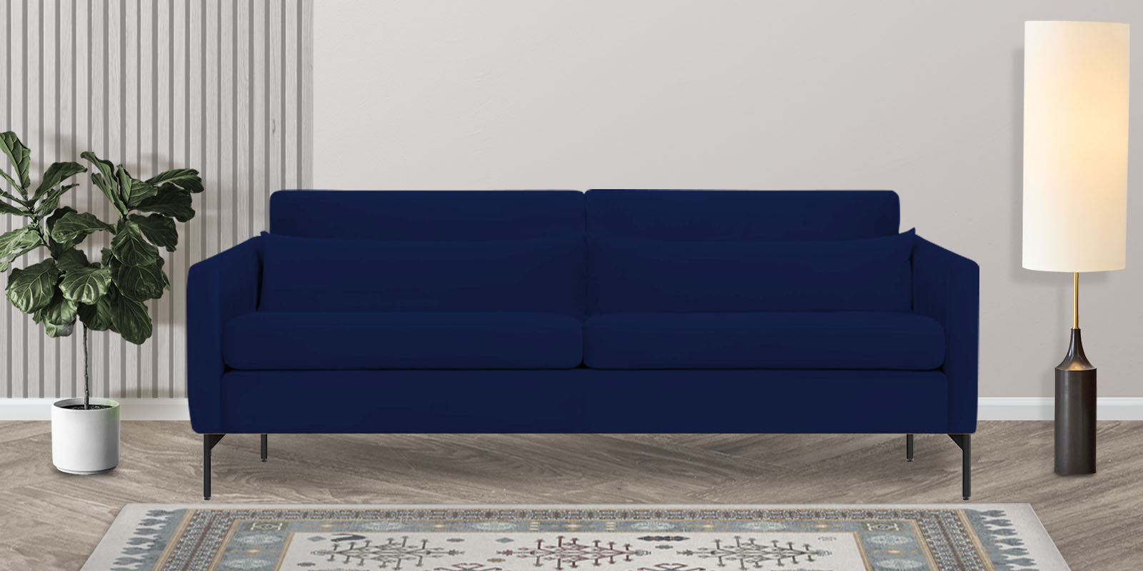 Haru Velvet 3 Seater Sofa in Royal Blue Colour