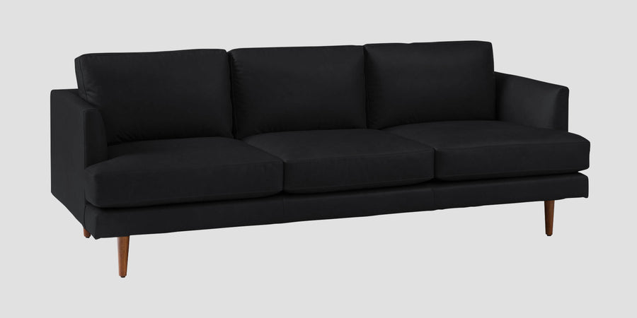 Sterio Leatherette 3 Seater Sofa In Light Black Colour - Febonic Living