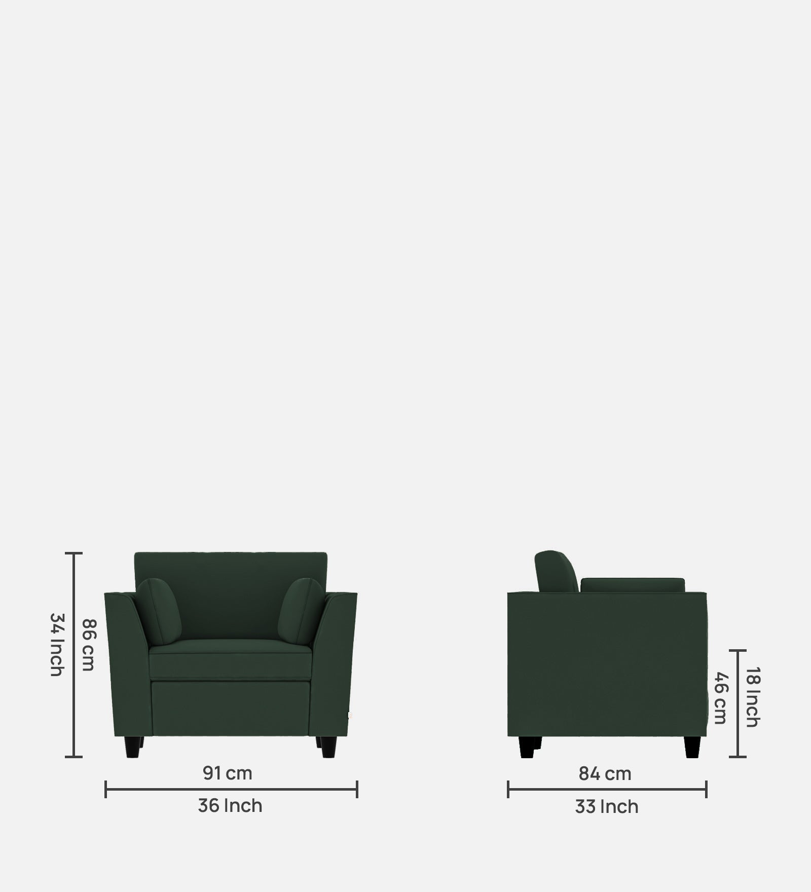 Bristo Velvet 1 Seater Sofa in Amazon Green Colour With Storage