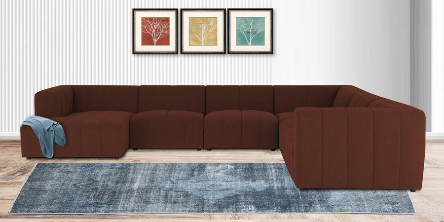 Damo Fabric Rhs 8 Seater Corner Sofa In Coffee Brown Colour - Febonic Living
