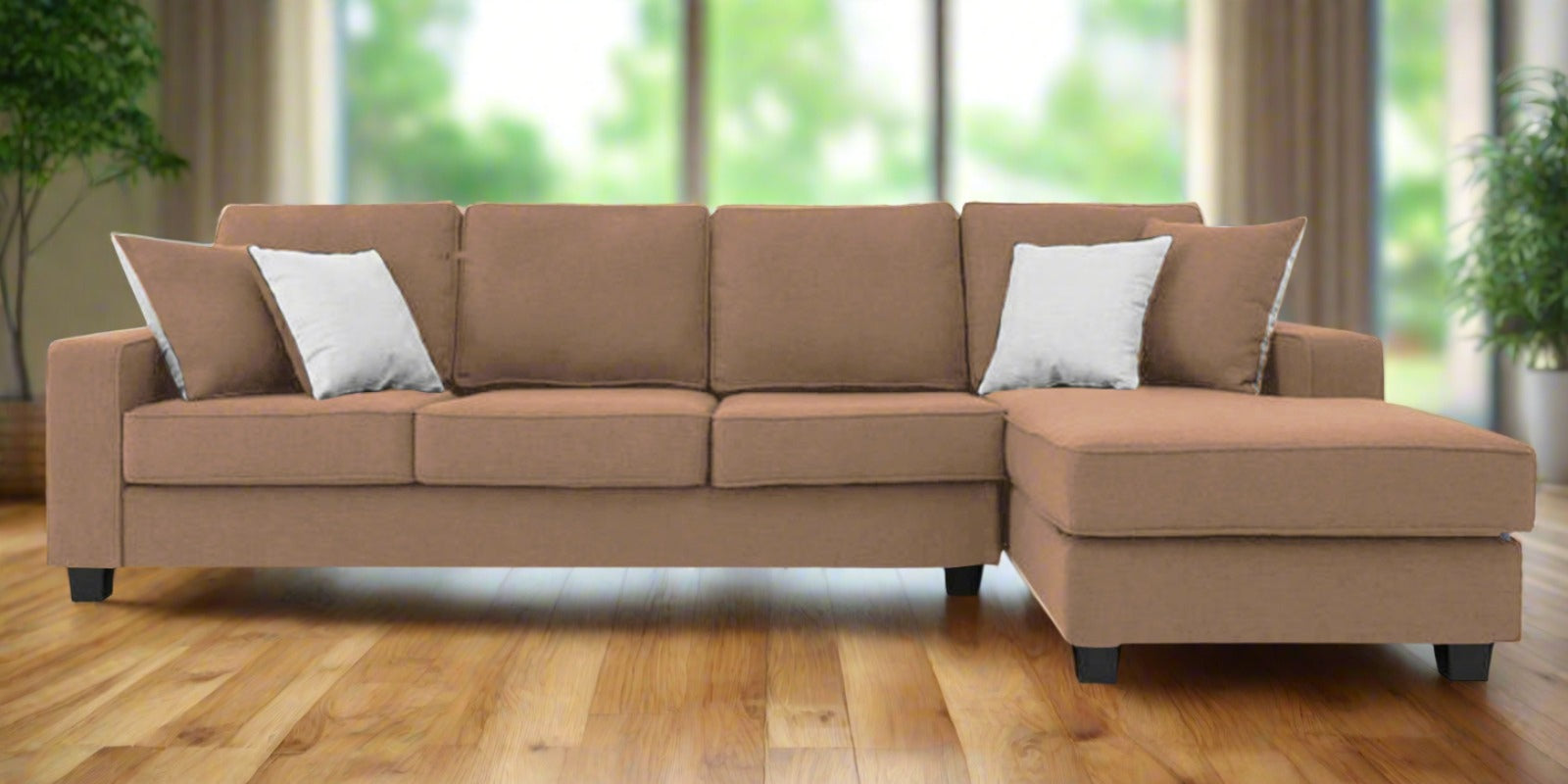 Ladybug Fabric LHS Sectional Sofa (3+Lounger) In Cosmic Beige Colour