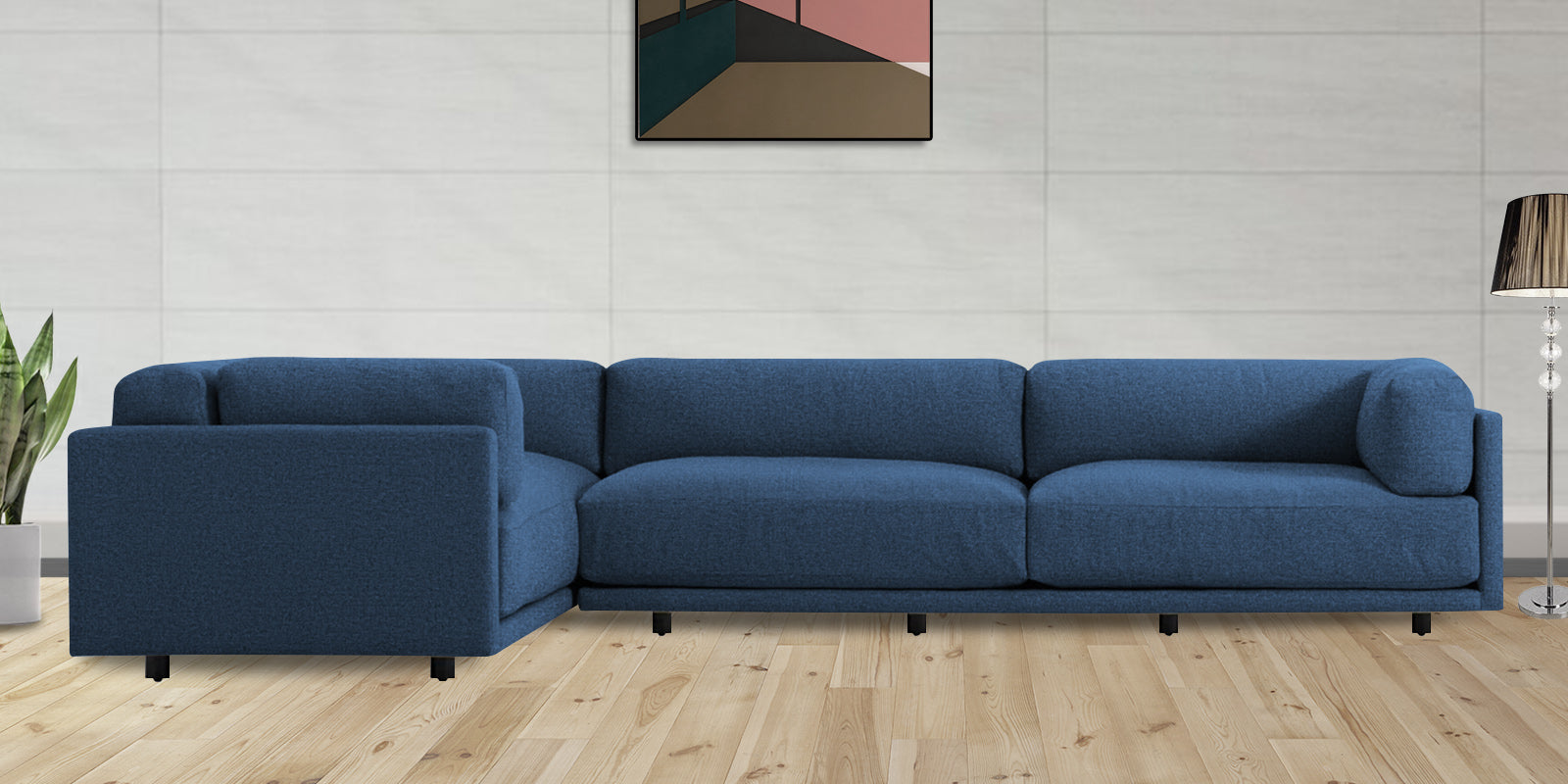 Nixon Fabric 6 Seater RHS Sectional Sofa In Light Blue Colour