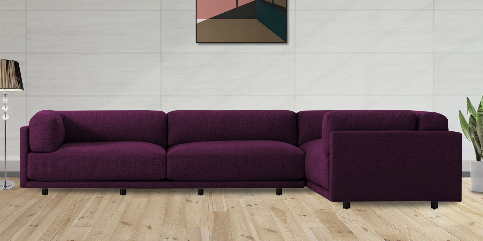 Nixon Fabric 6 Seater LHS Sectional Sofa In Greek Purple Colour