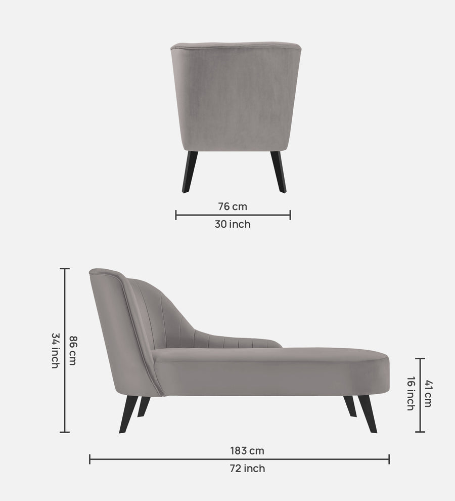 Flora Velvet Rhs Chaise Lounger In Pearl Grey Colour - Febonic Living