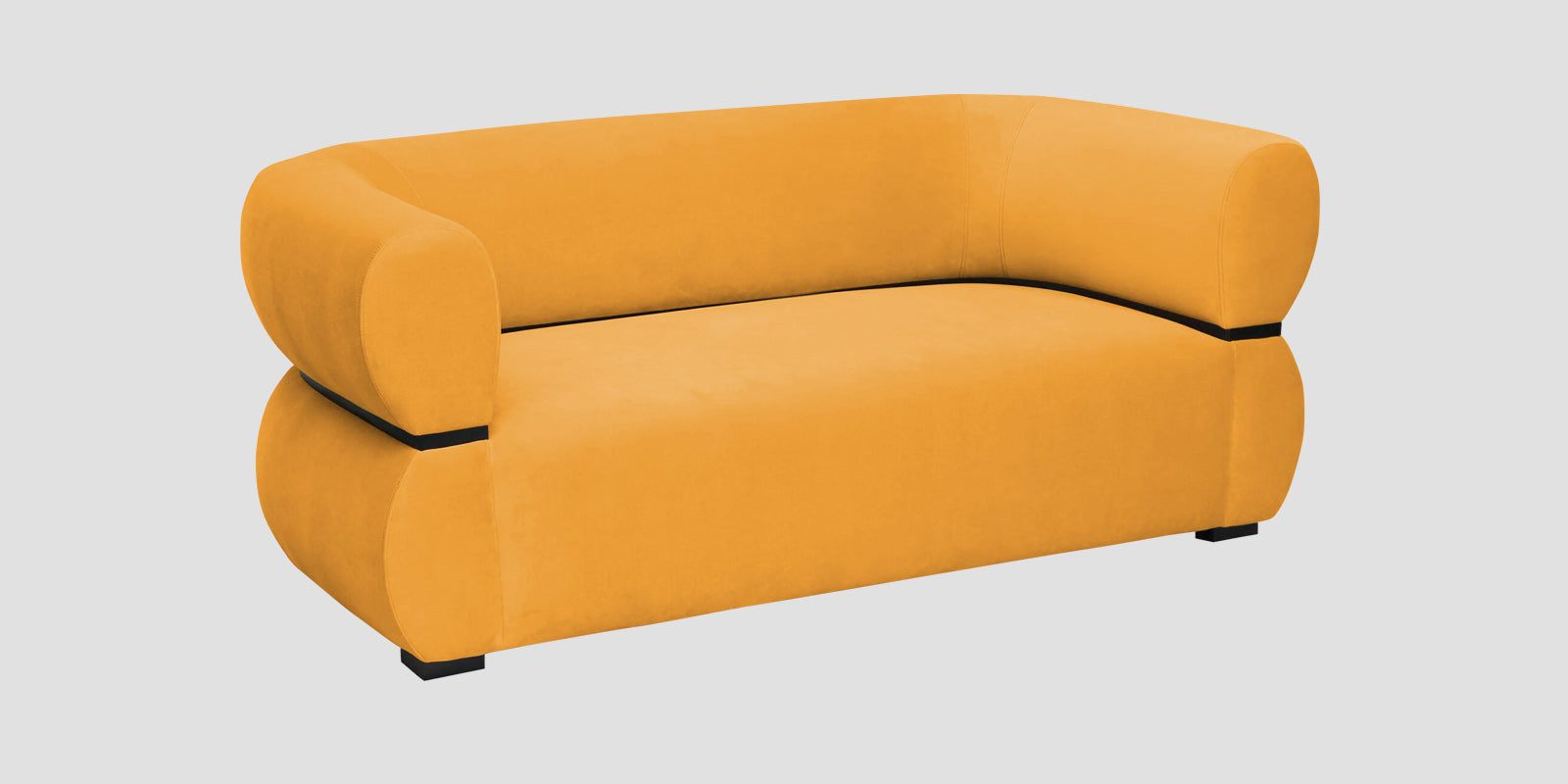 Kula Velvet 2 Seater Sofa In Safforn Yellow Colour