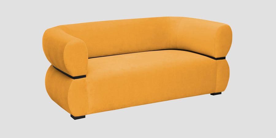 Kula Velvet 2 Seater Sofa In Safforn Yellow Colour - Febonic Living