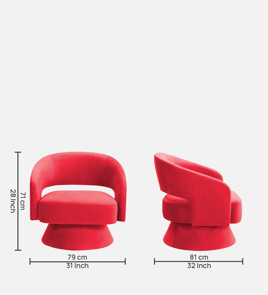 Pendra Velvet Swivel Chair In Ox Blood Maroon Colour - Febonic Living