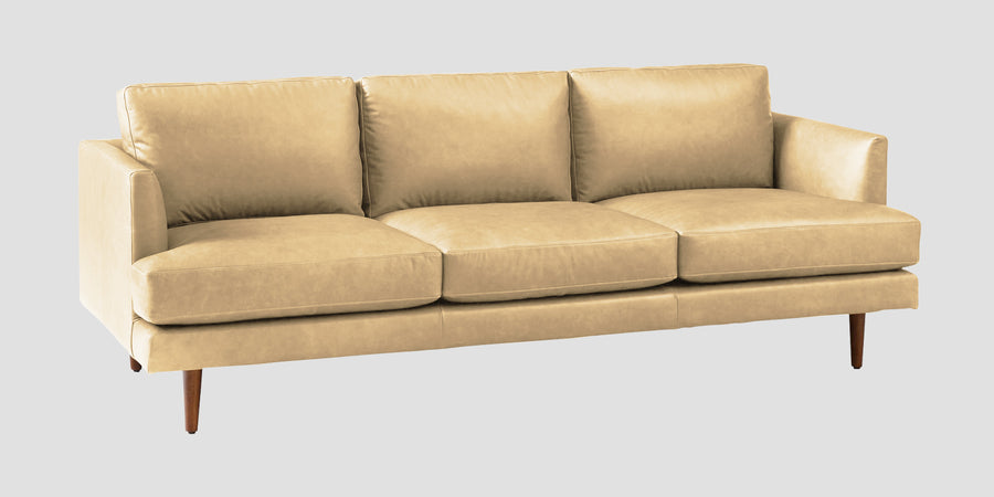 Sterio Leatherette 3 Seater Sofa In Peach Beige Colour - Febonic Living