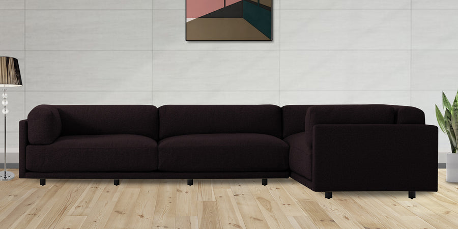 Nixon Fabric 6 Seater Lhs Corner Sofa In Cara Brown Colour - Febonic Living