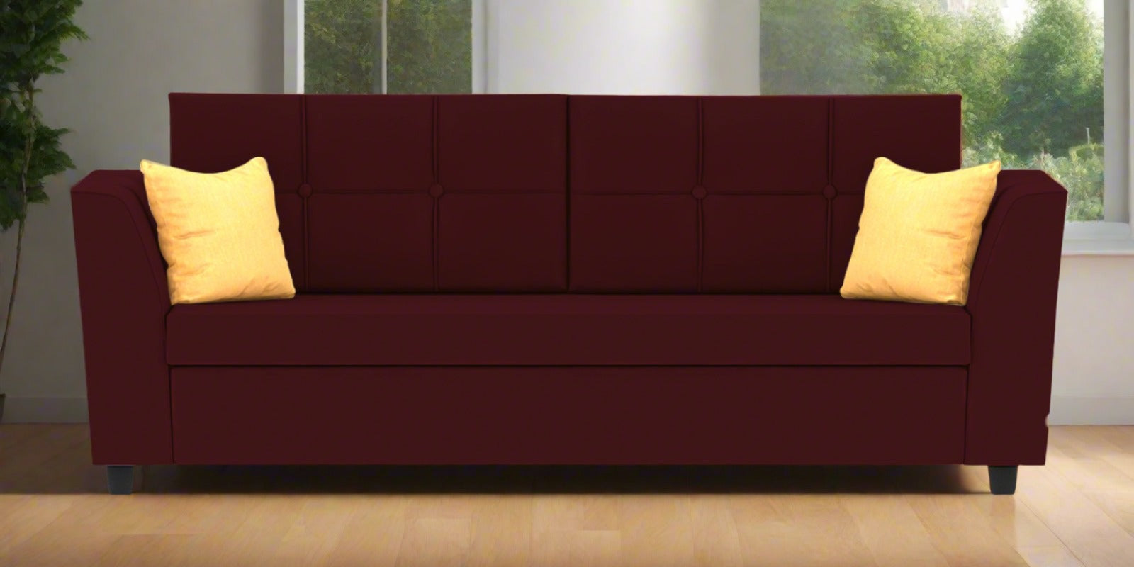 Nestin Velvet 3 Seater Sofa in Blood Maroon Colour