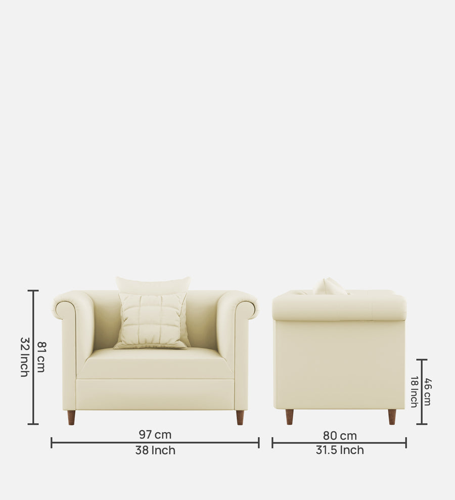 Rubi Velvet 1 Seater Sofa In Warm White Colour - Febonic Living