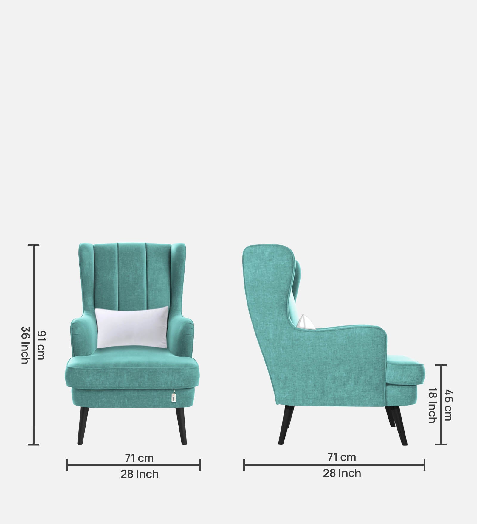 Niya Velvet Wing Chair in Barmunda Aqua Colour