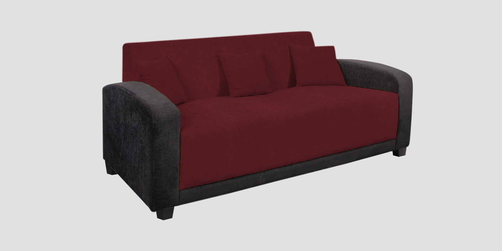 Alex Fabric 3 Seater Sofa In Blood Maroon Colour