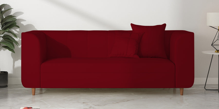 Sumo Velvet 3 Seater Sofa In Cherry Red Colour - Febonic Living