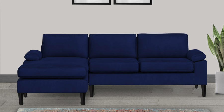 Vegas Velvet Rhs Sectional Sofa 3 Lounger In Imperial Blue Colour - Febonic Living