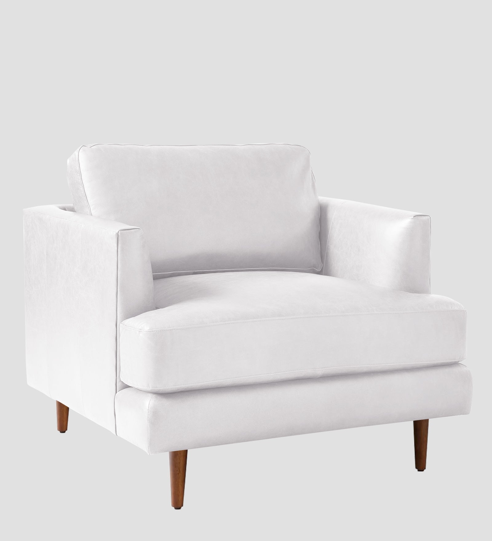 Sterio Leatherette 1 Seater Sofa In  Cream White Colour - Febonic Living