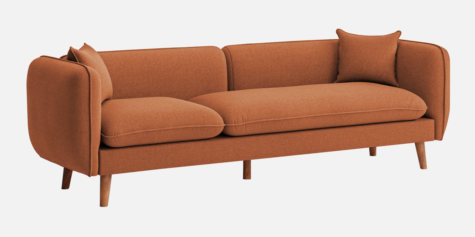 Reva Fabric 3 Seater Sofa In Safforn Orange Colour