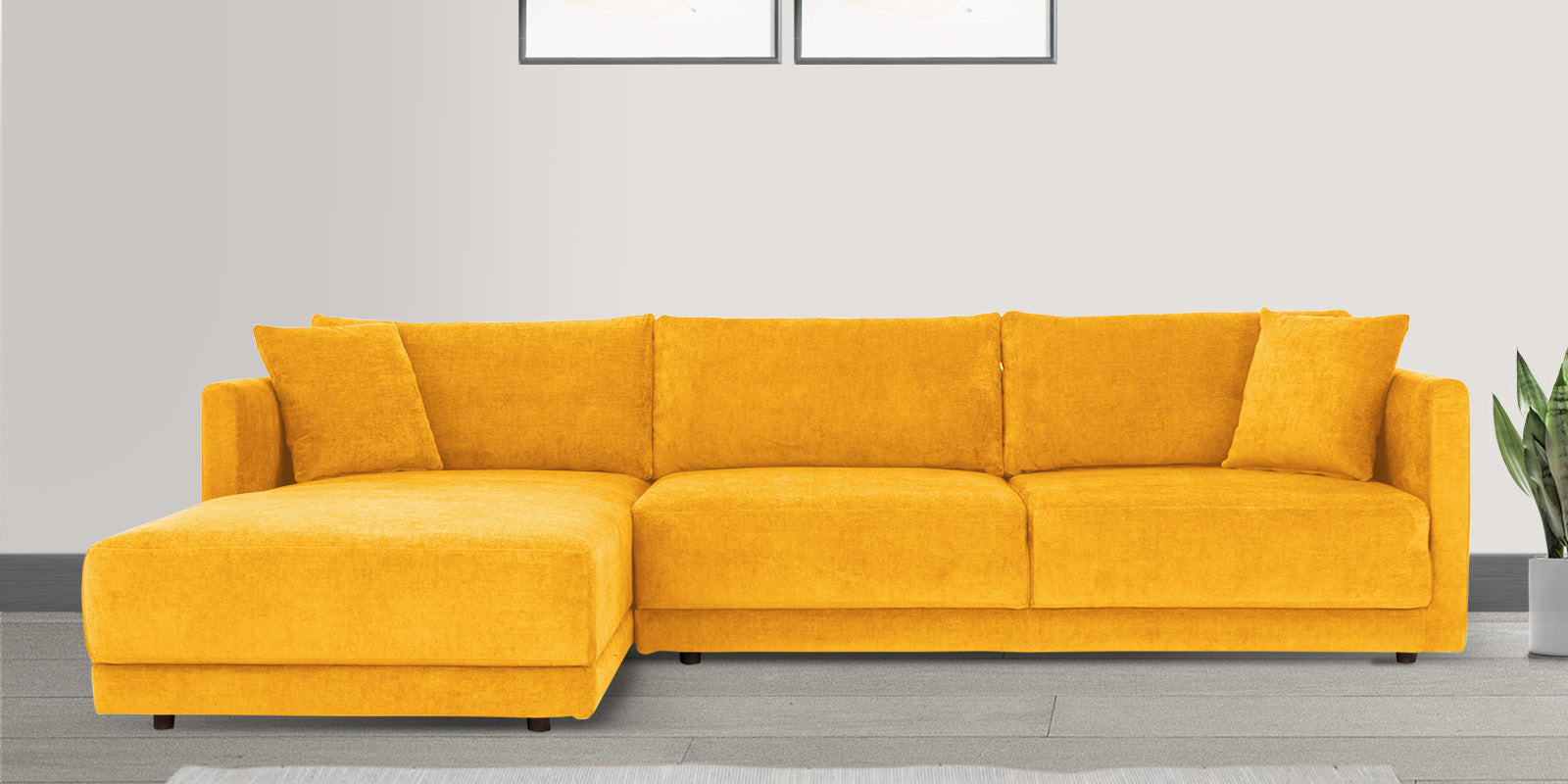 Northern Fabric RHS Sectional Sofa (3+Lounger) in Bold Yellow Colour