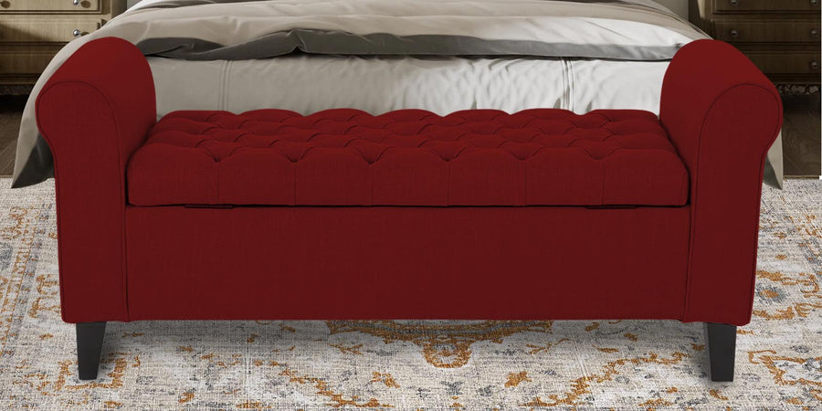 Nowia Fabric 2 Seater Recamier In Blood Maroon Colour With Storage - Febonic Living